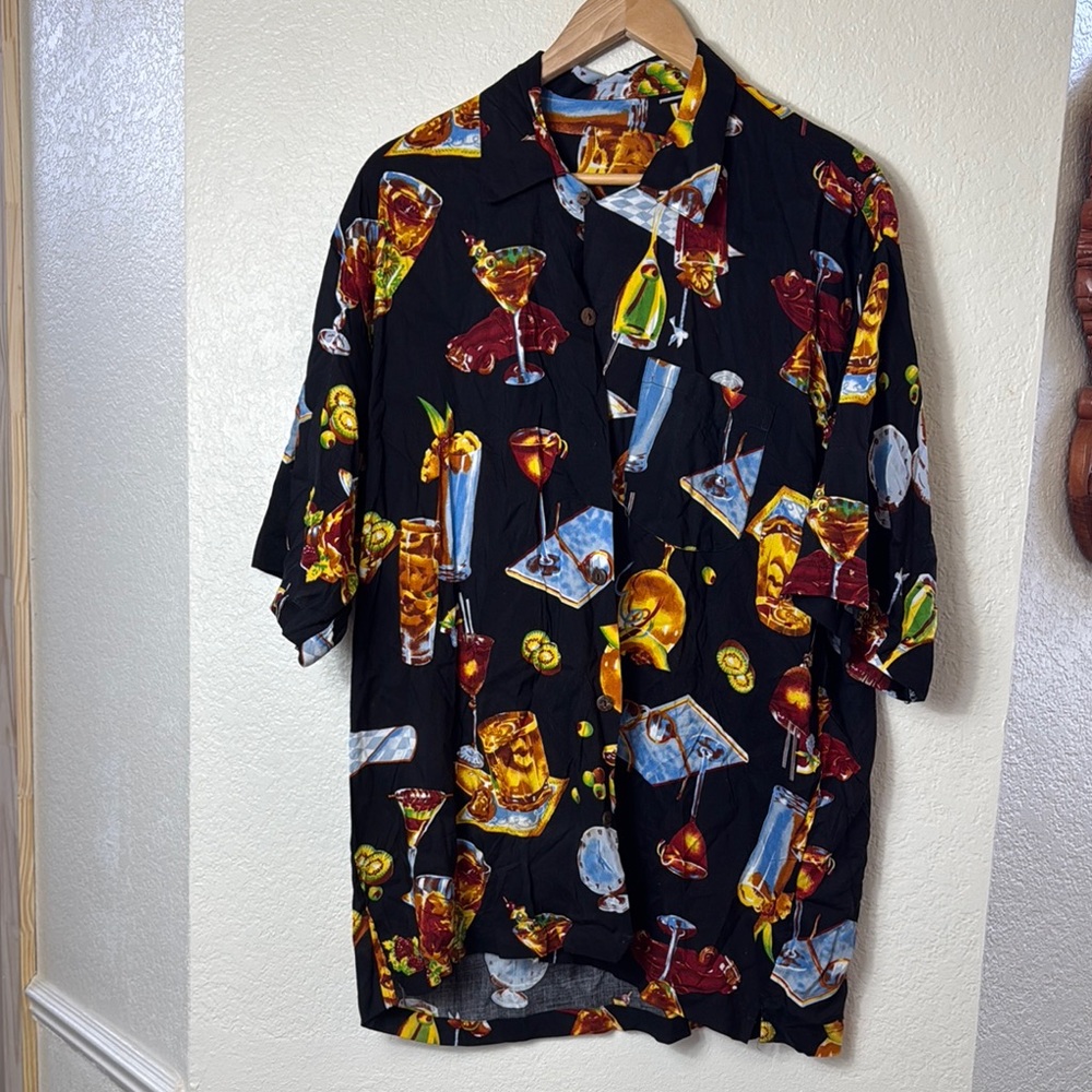 Cocktail Print Black Shirt